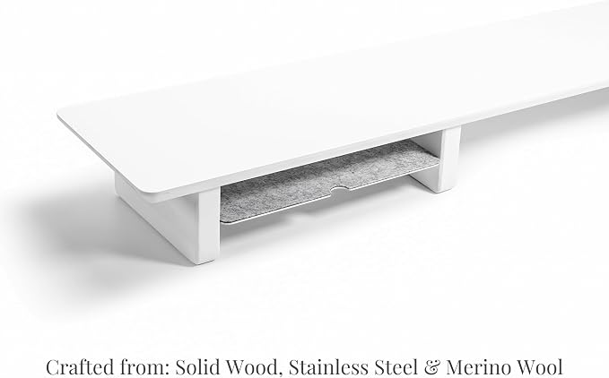 Raico Desk Cockpit Shelf Monitor Stand System Dual Screen Setup Wood Large Desk Accessory Organizer Unit (Matte White, Medium v2 | 36 Inches)