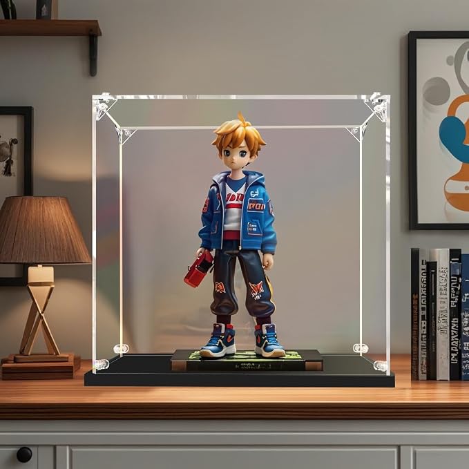 Clear Acrylic Display Case, Easy Assembly Showcase Boxes (15x11x12inch) | dofopo Dust Protection Case for Action Figures and Dolls, Alternative Glass Box for Collectibles Commemorative Gifts