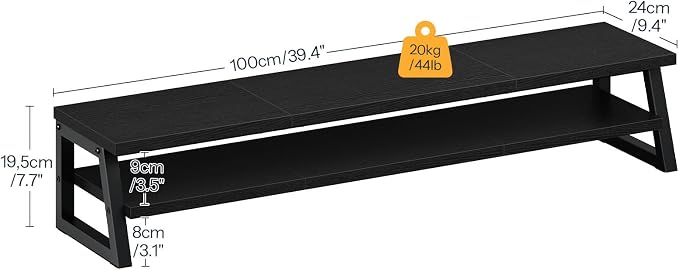 HOOBRO 2-Tier Dual Monitor Stand Riser, 39 Inch Large Computer Monitor Stand for 2 Monitors, Computer Monitor Riser, Desk Shelf Organizer for Office Desk, Accessories, Black BB122CJ01