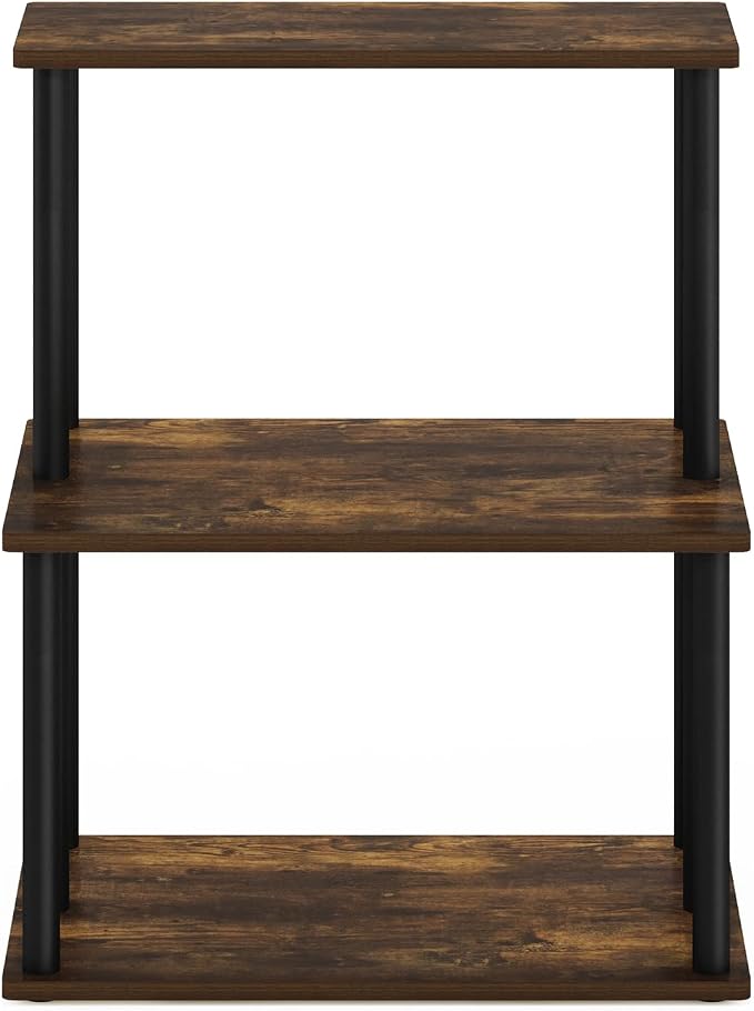 Furinno Turn-N-Tube 3-Tier Toolless Multipurpose Printer Stand Display Storage Shelf, Amber Pine/Black