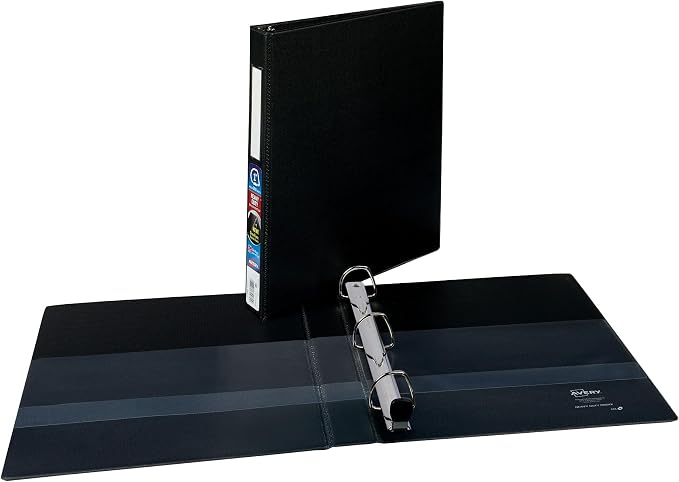 Avery Heavy-Duty Binder with 1-Inch One Touch EZD Ring, Black (79990) | For Heavy School, Home and Office Use, Reinforced Construction, One Touch, Four Interior Pockets, Spine Label Holder