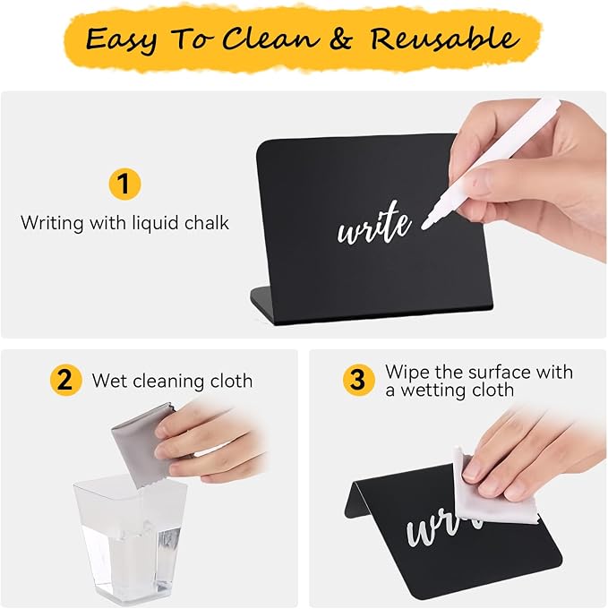 Pintuson 40 Pack Mini Chalkboard Signs for Food, Food Labels for Party Buffet, Reusable Table Signs, Food Tags, Catering Supplies Buffet Display, Place Cards, Easy to Write and Wipe