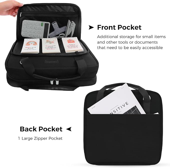 SKYDUE Zipper Binder 3 Inch D-Ring School Binder, Oxford Fabric School Organizer Holds 700+ Sheets, Fits 14" Laptop, Water-Resistant, Handle & Shoulder Strap, 14"x13" – School Supplies, Black