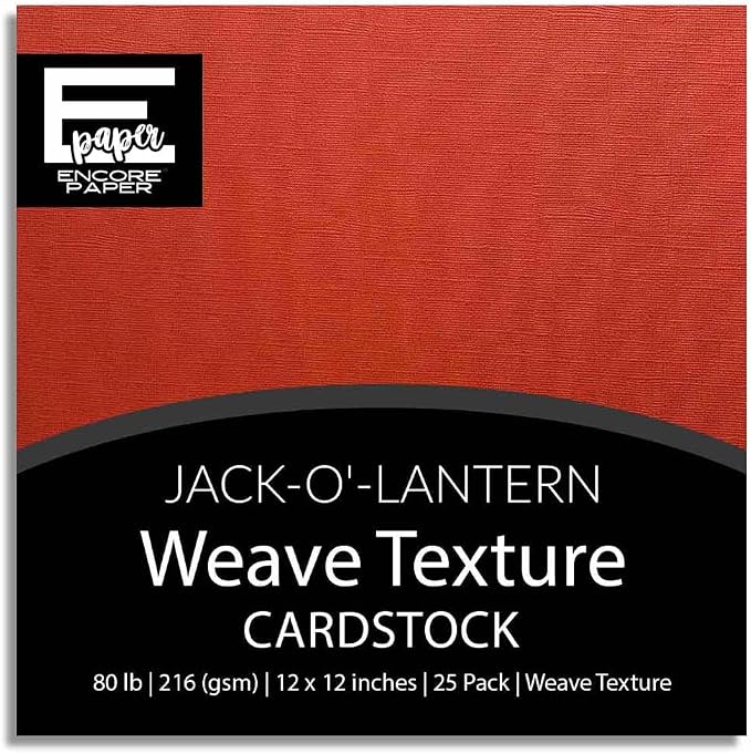 JACK-O'-LANTERN—12x12 Textured Cardstock | 80lb Textured Orange Scrapbook Paper | Premium Cardstock for Cricut Cutting | 25 Sheets