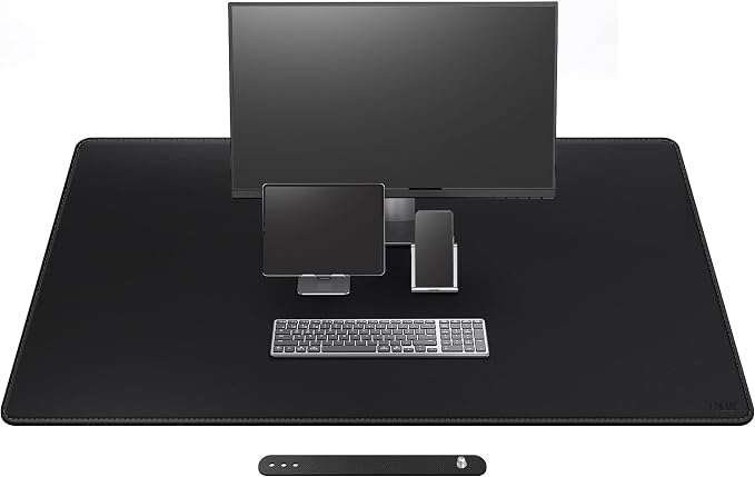 Cacoy 51.2" x 27.5" Large Leather Desk Mat, Extended Mega Size Computer Mouse Pad for Full Desk Coverage, Waterproof Office Desk Protector, PU Leather Desk Pad Blotters (Black)