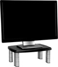 3M Adjustable Monitor Stand, Three Leg Segments, Simply Adjust Height from 1" to 5 7/8", Holds Up to 80 lbs, 11" Space Between Columns, Silver/Black (MS80B)
