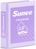 SUNEE 3 Ring Binder 1.5 Inch D Ring, Clear View Binder Three Ring PVC-Free (Fit 8.5x11 Inches) for School or Office Supplies, Light Purple, 1 Pack