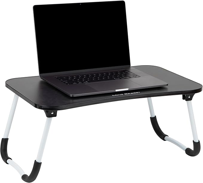 Mind Reader Lap Desk Laptop Stand with Folding Legs, Portable Bed Tray Table for Laptop, Breakfast, Reading, Crafts, MDF, Black