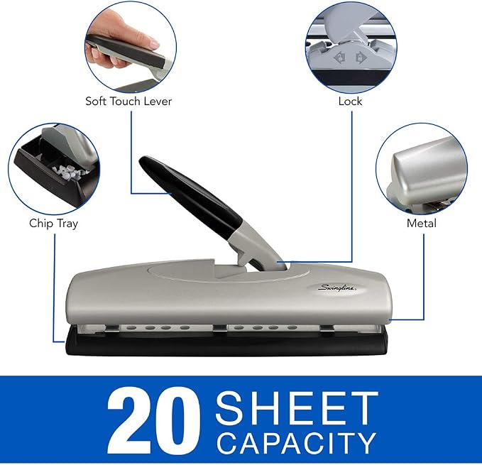 Swingline Desktop Hole Punch (74030) and Standard Staples for Desktop Staplers (35108) Bundle