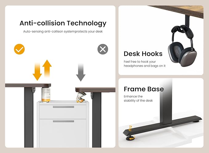CubiCubi 55 x 24 Electric Height Adjustable Standing Desk, Rustic Brown | Sit to Stand, Computer Workstations, Home Office Desk, Advanced Motor, Next-Gen Frame, 176 lbs Capacity, Smart Lift System