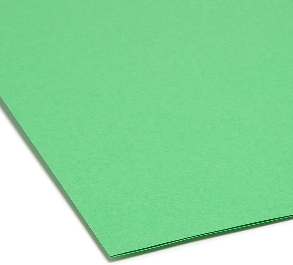 Smead File Folder, Reinforced 1/3-Cut Tab, Letter Size, Green, 100 per Box (12134)