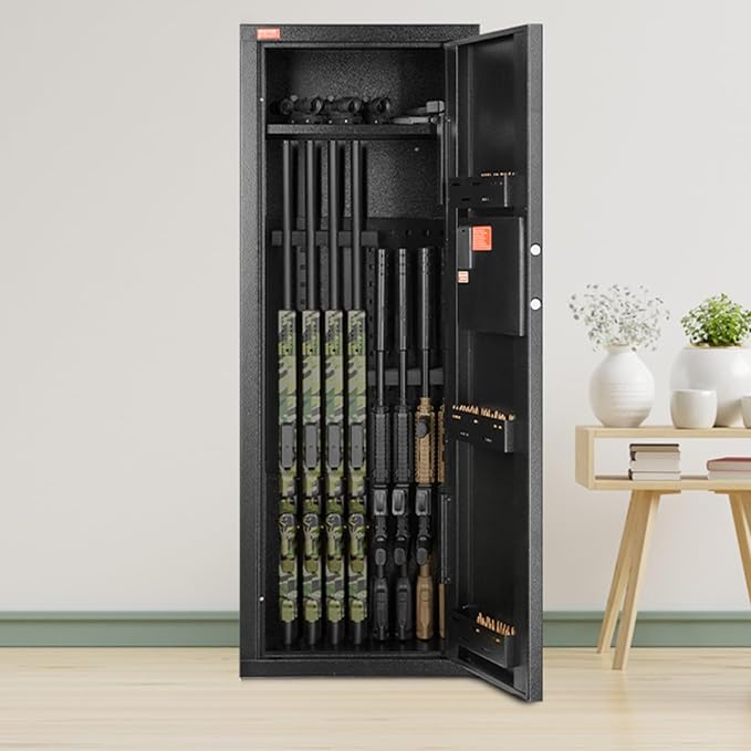 VEVOR Rifle Safe with Digital Keypad up to 8 Gun, Tall Gun Storage Cabinet with Removable Shelf, Quick Access for Home Shotguns and Rifles (Assembly Required)