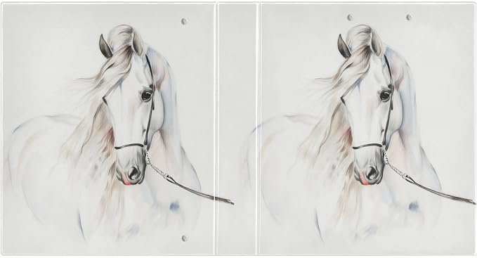 3 Ring Binder, White Horse File Folder Holds 200 Sheets File Storage for Women Men School Office Supplie