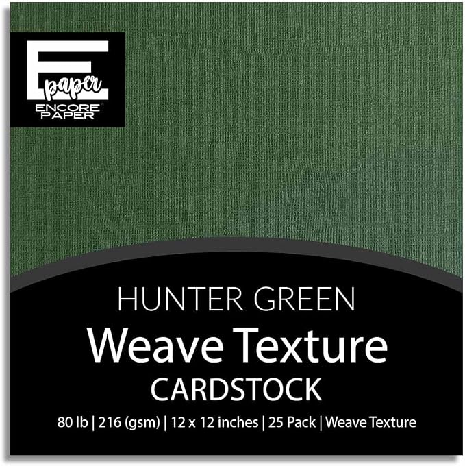 Hunter Green—12x12 Textured Cardstock | 80lb Textured Green Scrapbook Paper | Premium Cardstock for Cricut Cutting | 25 Sheets