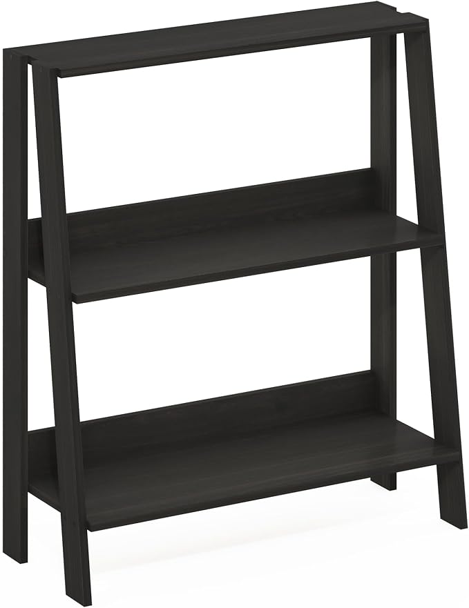Furinno Ladder 3-Tier Book Shelf, Ladder Shelf, Espresso | 9.3 x 23.6 x 27, Open Design Bookshelf, Display Storage Bookcase, Living Room, Home Office