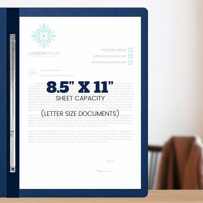5 Pack of 8.5 ”x11” Pressboard Presentation Binder Folder, Blue Fiberboard Report Cover with Metal Prong Paper Fastener to Neatly Bind Reports, Proposals, Transcripts and Other Documents