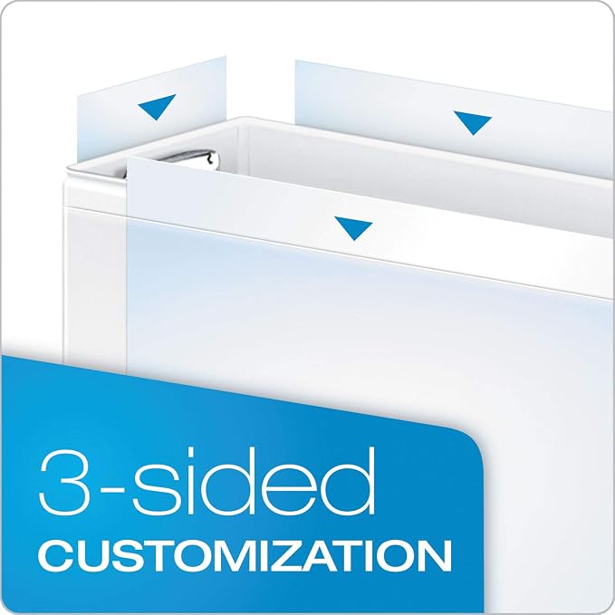 Cardinal 3 Ring Binder, 1 Inch Premier Easy Open Binder, ONE-TOUCH Locking Round Rings, 200-Sheet Capacity, ClearVue Cover, PVC-Free, White (11100)