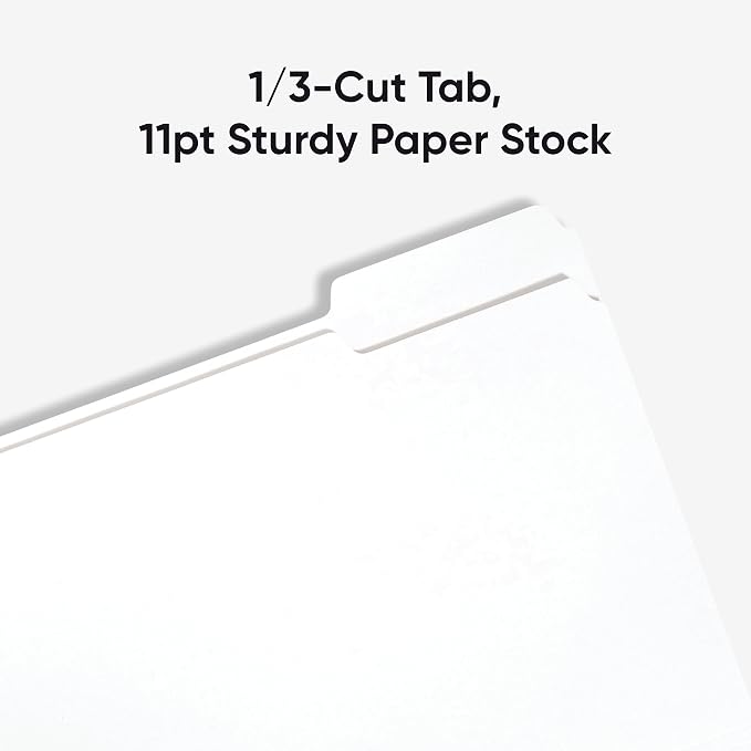 Smead Standard File Folders, 100 Count, White, 1/3-Cut Tabs, Letter Size (12843)