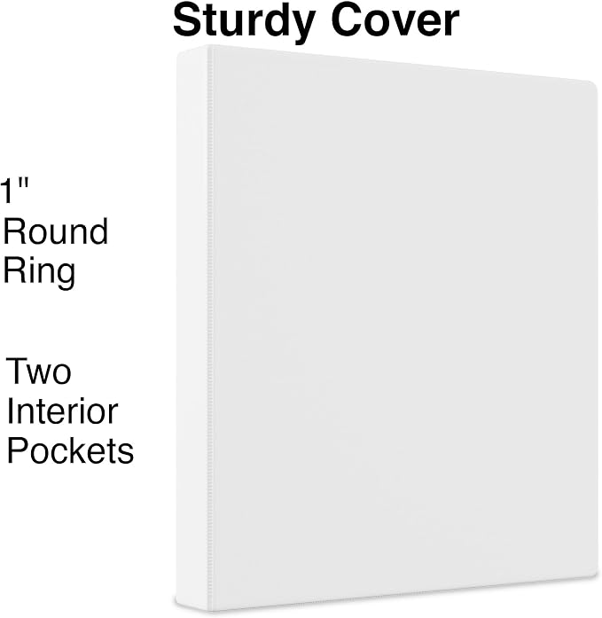 Staples 1" 3-Ring View Binder, White, 4/Pack