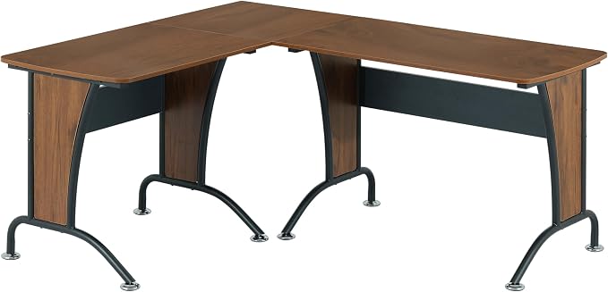 Techni Mobili Multi Configuration Desk, Reversible L-Shaped/Inline, Walnut | Corner Desk, Left/Right, Steel Frame, Spacious Work Area, Ideal for home office, Workspace organization