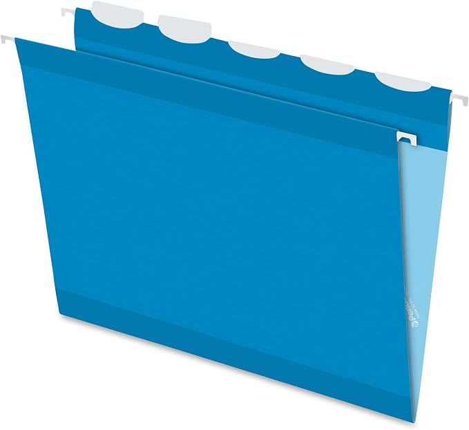 Pendaflex Ready-Tab Reinforced Hanging Folders, Letter Size, Blue, 5 Tab, 25/BX (42622)