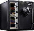 SentrySafe Fireproof and Waterproof Black Steel Home Safe with Dial Combination Lock for Cash, or Documents, 1.23 Cubic Feet, 17.8 x 16.3 x 19.3 x Inches, SFW123CU | Steel Safe Has Four Locking Bolts, Pry-resistant Hinge Bar, Shelf, Dial Combination Lo...