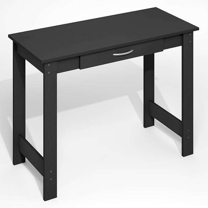 Furinno Jaya Desk, 39.2 Wide Computer Desk with Drawer, Darkwood | Office Desk, Writing Desk, for Home Office, Bedroom, Living Room