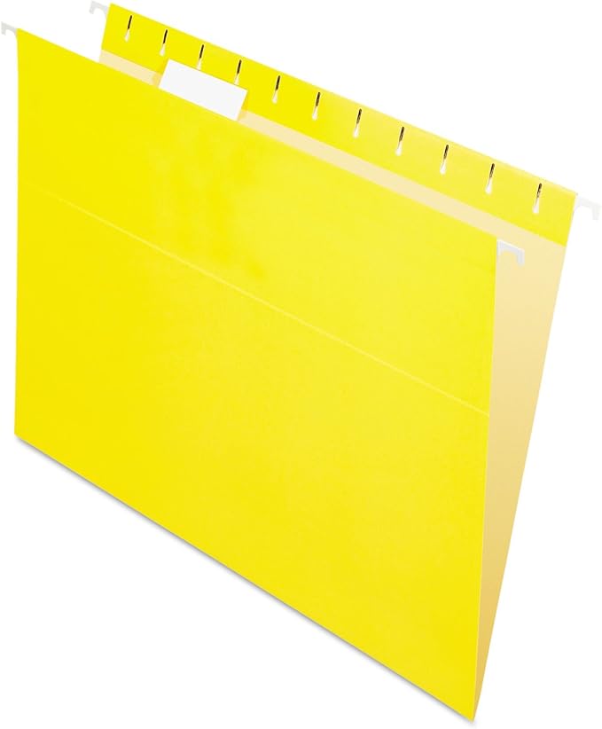 Pendaflex 81606EE Recycled Hanging Folders, Letter Size, Yellow, 1/5 Cut, 25/BX (81606)