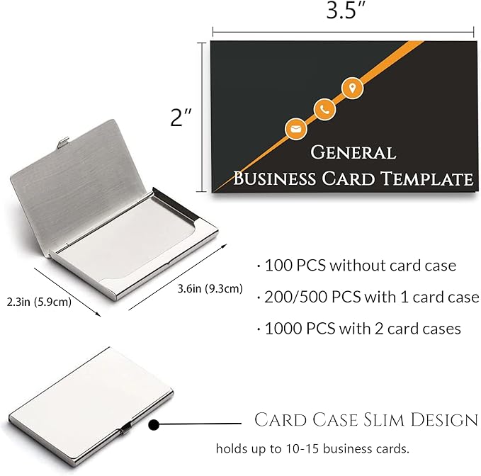 Custom Business Cards Personalized Business Cards for Small Business 300gsm Matte Paper Front & Back Sides Printed 3.5" x 2" - General Template
