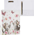 Butterfly Cute Cat Binder 1.5 Inch Binder with Clipboard&Pockets, Kitty with Pink Floral Hardcover Binders 3 Ring Heavy Duty Large File Folder for Office School Supplies-Holds 200 Sheets, 2 PC
