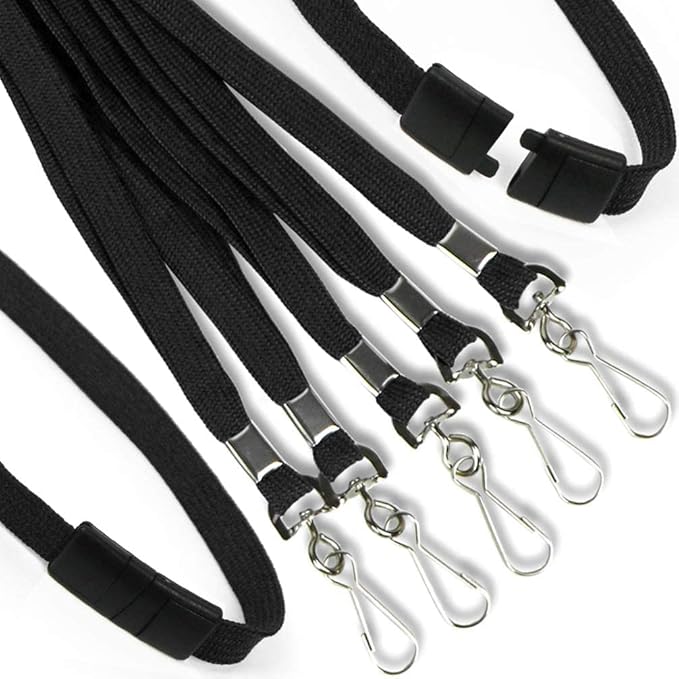 Ollain 25 Pack Breakaway Lanyard with J-Hook Bulk Flat Lanyards for Name tag ID Badges