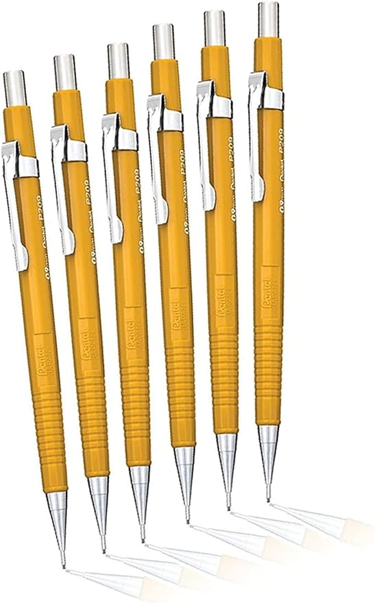 Pentel Sharp Automatic Drafting Pencil, 0.9mm, Yellow, Pack of 6