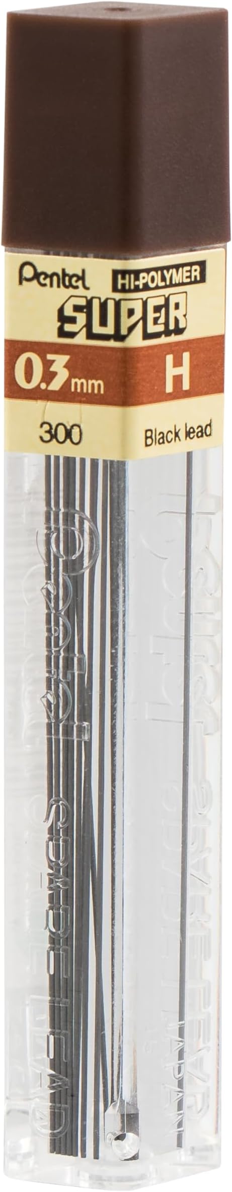 Pentel Super Hi-Polymer Lead, 0.3mm, Extra Fine, H, 12 Piece/tube, Box of 12 (300-H)