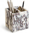 2-Compartment Marble Pen Holder, 3.74 in | Compact 2-section marble holder for pens, makeup brushes, toothbrushes, razors, and slim daily items.
