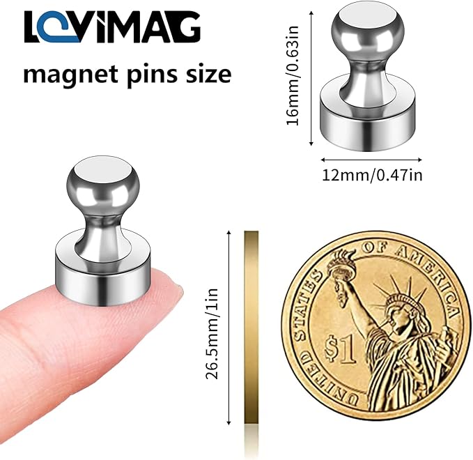 LOVIMAG Fridge Magnets 25Pcs Refrigerator Whiteboard Small Strong Magnet Classroom Kitchen Accessories Decorative Locker Set Decor Must Haves Office Calendar Refrigerador Magnetic Cute Crafts Silver
