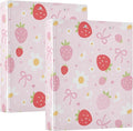 Bow Floral Cute Pink Strawberry Binder 1.5 Inch Binder with Clipboard&Pockets, Hardcover Binders 3 Ring, Heavy Duty Large File Folder for Office School Supplies - Holds 200 Sheets, 2 PC