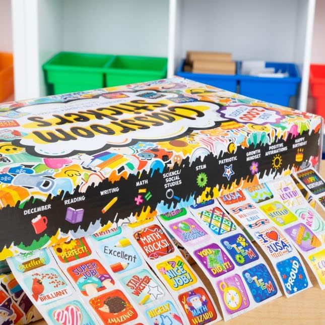 Really Good Stuff Classroom Sticker Storage Box, 2,240 Pieces