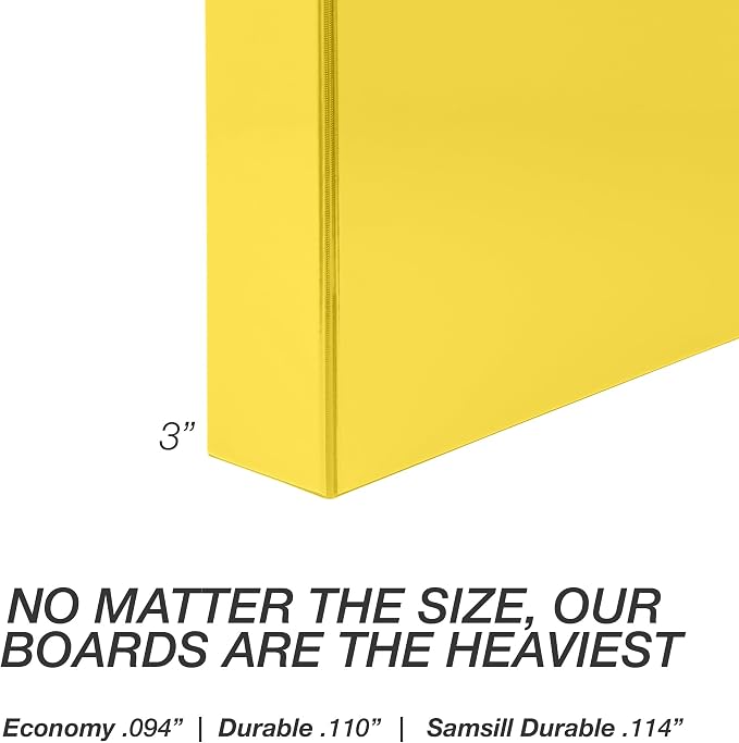 Samsill Durable 3 inch 3 Ring Binder, D Ring Binder, 100% Recycled Chipboard, Yellow