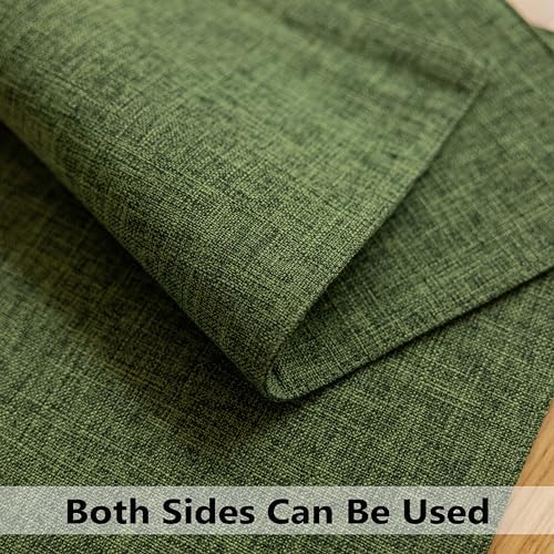 Demetex Green Placemats Set of 6 Vintage Cloth Textured Place Mats Stain Resistant for Holiday Barbecue and Dinning Table, Green