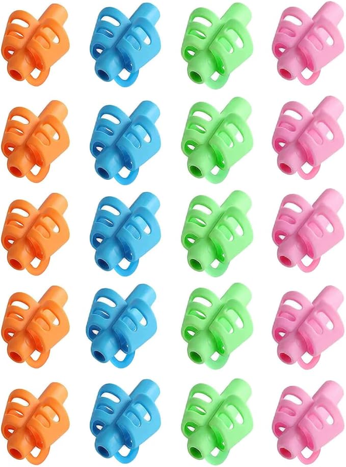 JustBlanks 20 Pcs Pencil Grips for Kids Handwriting - Pencil Holders for Kids, Pencil Grippers Writing Tool, Writing Posture Correction Tools for Toddlers, Preschoolers Special Needs for Classroom