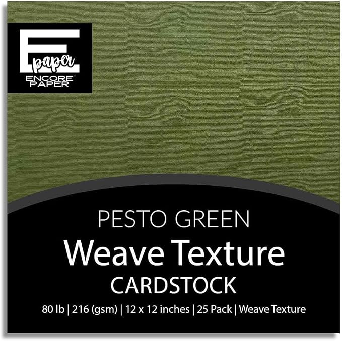 PESTO GREEN—12x12 Textured Cardstock | 80lb Textured Green Scrapbook Paper | Premium Cardstock for Cricut Cutting | 25 Sheets