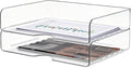 DCA 2 Tier Desk Organizer, Clear Paper Tray File Organizer | Stackable Letter Tray | Office, Home & School | Large Capacity