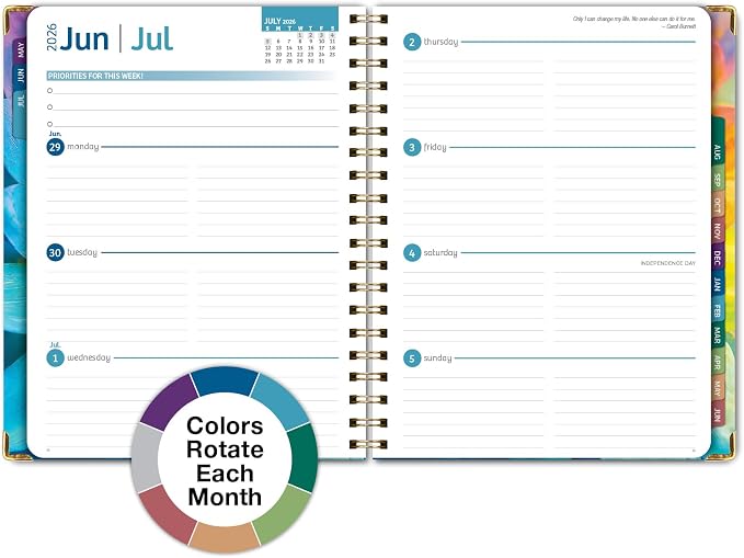HARDCOVER Academic Year 2026-2027 Planner: 14 Months (May 2026 Through June 2027) 8.5"x 11" Daily Weekly Monthly Planner Yearly Agenda. Bookmark, Pocket Folder and Sticky Note Set (Rainbow Petals)