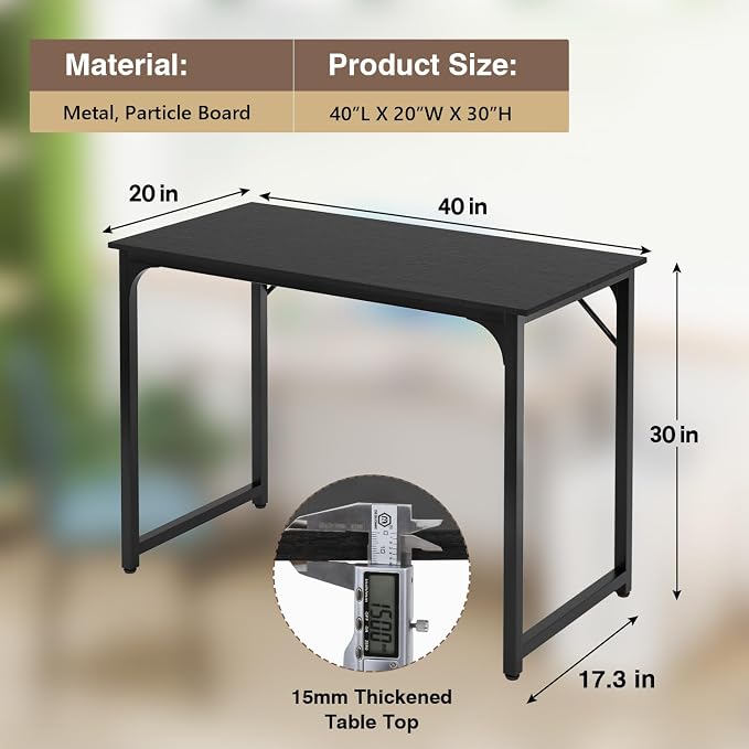 FDW 39 inches Computer Desk, Modern Simple Style Desk for Home Office, Study Student Writing Desk,Black