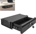 16in Under Desk Drawer with Lock Pull Out Storage Organizer | Carbon steel under desk drawer with lock,smooth slide rails, adjustable mounting height, supports up to 33 lb