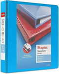 Staples Heavy Duty 1.5‑Inch 3‑Ring View Binder, Light Blue, Durable D‑Rings, Four Interior Pockets, Clear Overlay for Custom Covers, 3‑Pack
