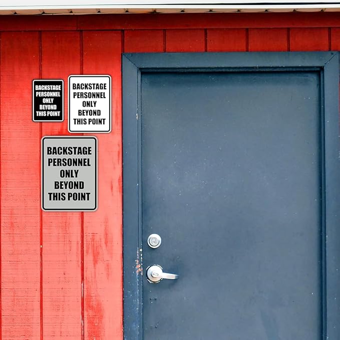 Portrait Round Backstage Personnel Only Beyond This Point Door or Wall Sign Easy Installation | Music | Concert | Festivals Sign (Black Gold) - Medium (5 Pack)