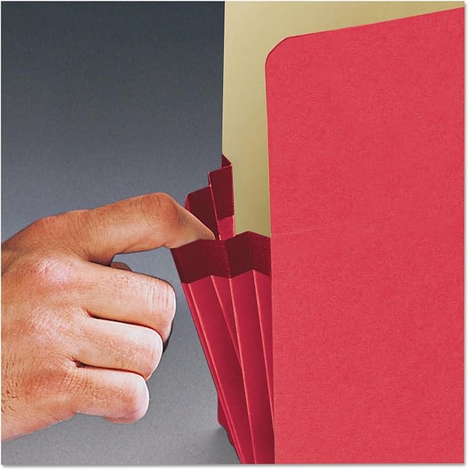 Smead File Pocket, Straight-Cut Tab, 1-3/4" Expansion, Letter Size, Red, 25 per Box (73221)