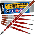 Replacement for Cross Slim 8910 - Gel Rolling Ball Pen Refill - 6 Red
