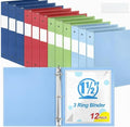 Henoyso 12 Pcs 1.5" 3 Ring Binders, Colored Binders, Bright Color | Flexible Soft Binders, for Office School Business, Fits Letter Size 8.5'' x 11'' Paper, Holds 100 Sheets with 2 Pockets